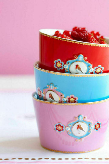 PiP Studio Love Birds Σαλατιέρα από Πορσελάνη Κόκκινη 15x15cm