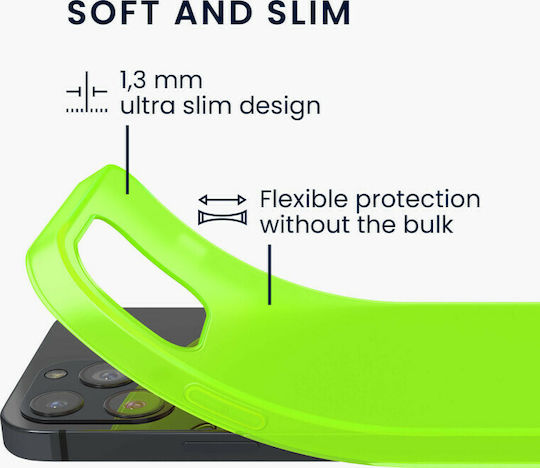 KWmobile Umschlag Rückseite Silikon Neon Yellow (iPhone 13 Pro Max)
