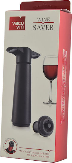 Vacu Vin Plastic Wine Saver with 2 Caps Black