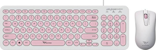 Alcatroz Jellybean U2000 Σετ Πληκτρολόγιο & Ποντίκι Αγγλικό US Ροζ
