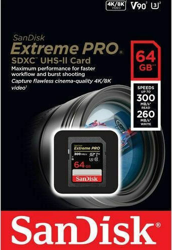 Sandisk Extreme Pro SDXC 64GB U3 V90 UHS-II 300MB/s