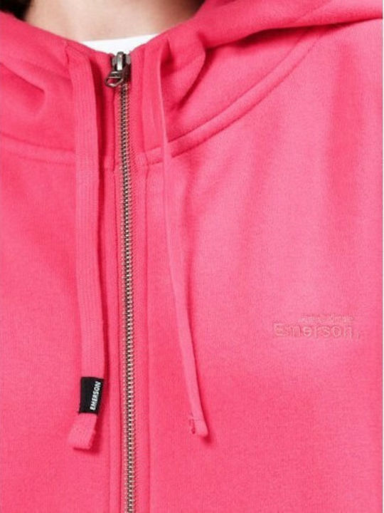 Long Women's Sweatshirt Jacket Hooded Hot Pink