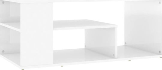Rechteckig Couchtisch Holz Glossy White B100xT50xH40cm