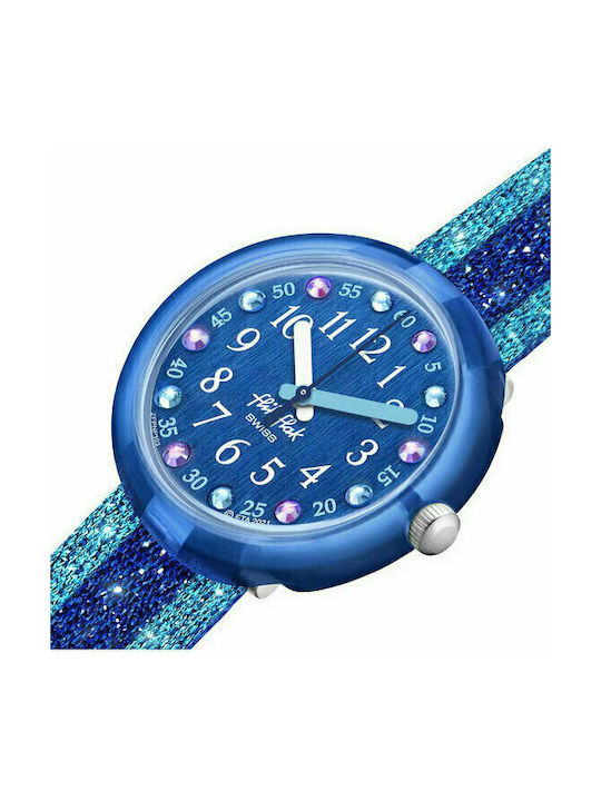 FlikFlak Shine in Παιδικό Αναλογικό Ρολόι με Υφασμάτινο Λουράκι Μπλε