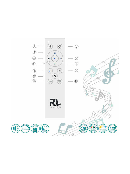 Trio Lighting Musica Smart Deckenleuchte 41cm Weiß mit Integrierter LED und Fernbedienung