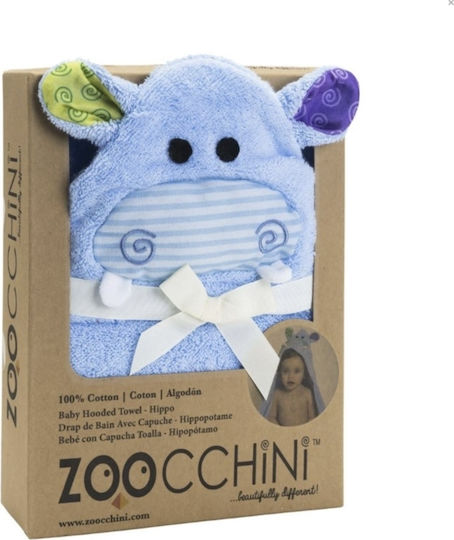 Zoocchini Baby-Badetuch mit Kapuzen Henry The Hippo Hellblau 77x77cm