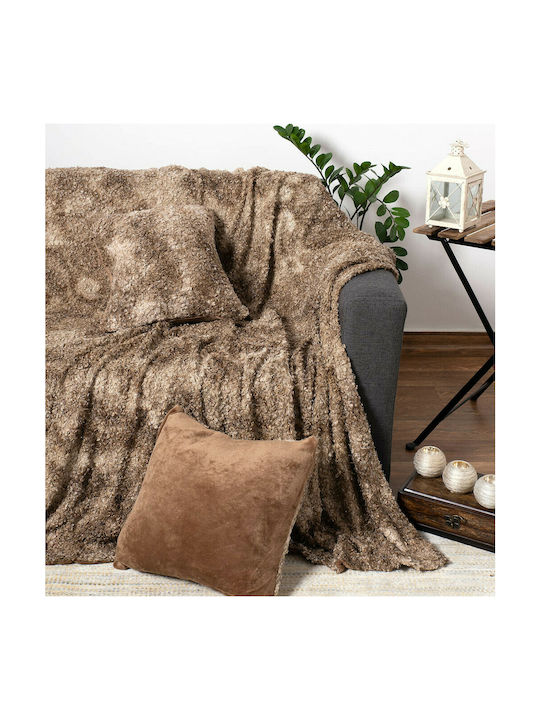 Silk Fashion Decorative Pillow Case Astrakan from Fur Beige 45x45cm.