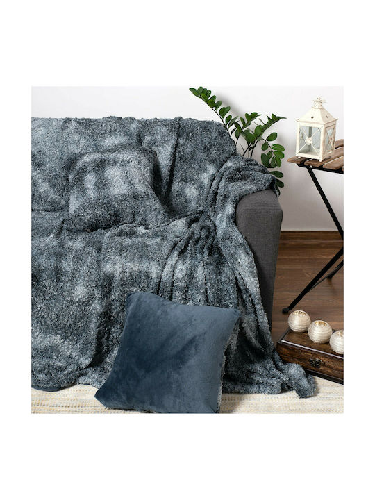 Silk Fashion Decorative Pillow Case Astrakan from Fur Grey 45x45cm.