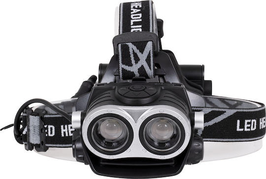 GloboStar Rechargeable Headlamp LED IP65 with Maximum Brightness 2500lm XML2-T6 Chip 25 Watt Black