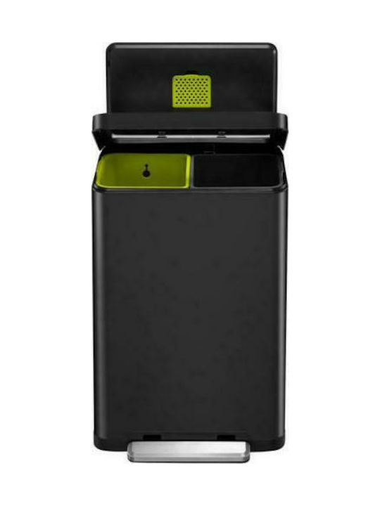 Eko X-Cube VB 936840 Κάδος Ανακύκλωσης από Ανοξείδωτο Ατσάλι με Πεντάλ Μαύρος 40lt