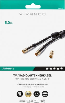 Vivanco Antenna Cable Coax male - Coax female Black 5m (48140)