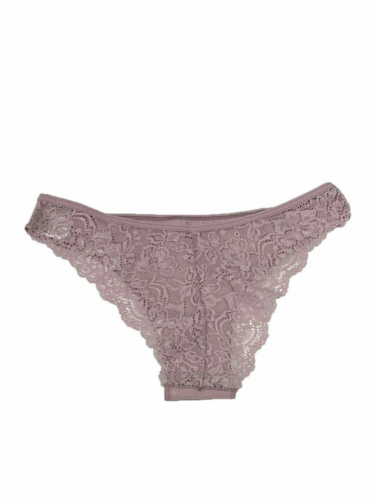 Cotonella Brazilian Underwear with Lace in Grey and Pink Package of Two