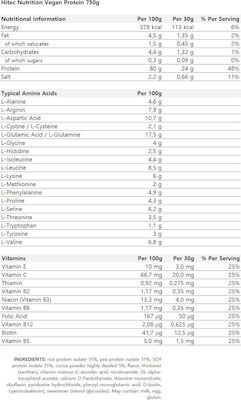 Hitec Nutrition Vegan cu Aromă de Vanilie 750gr