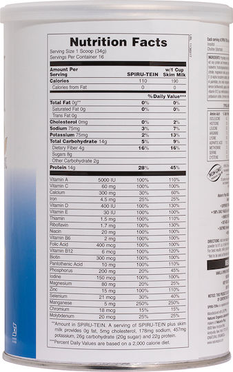 Nature's Plus Spiru-Tein High-Protein Energy Meal Glutenfrei mit Geschmack Vanille 544gr