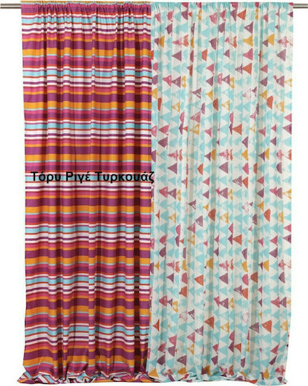 Viopros Tunnel Curtain Tury Striped Turquoise 140x270cm