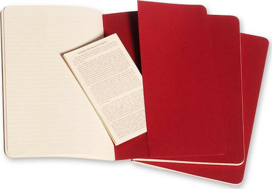 Moleskine Cahiers Large Σετ 3 Σημειωματάρια 16 Φύλλων Ριγέ Κόκκινα