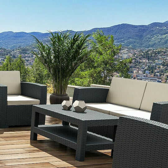Τραπέζι Καθιστικού Εξωτερικού Χώρου Rattan Monaco Γκρι 92x57x45εκ.