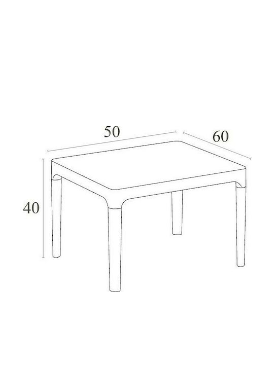 Sky Sitting Room Outdoor Free Standing Polypropylene Table White 60x50x40cm