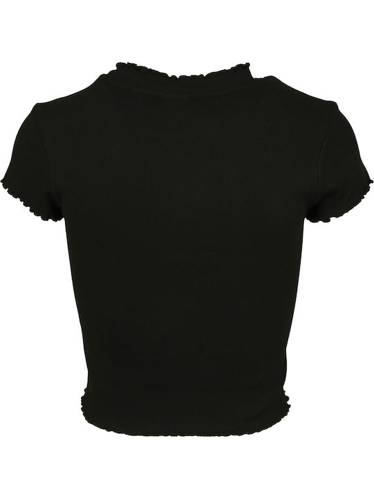 Women's Summer Crop Top Cotton Short Sleeve Black