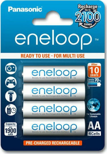 Panasonic Eneloop Επαναφορτιζόμενες Μπαταρίες AA Ni-MH 1900mAh 1.2V 4τμχ