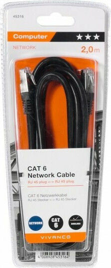 Vivanco U/UTP Cat.6 (Gigabit) Καλώδιο Δικτύου Ethernet 2m Μαύρο