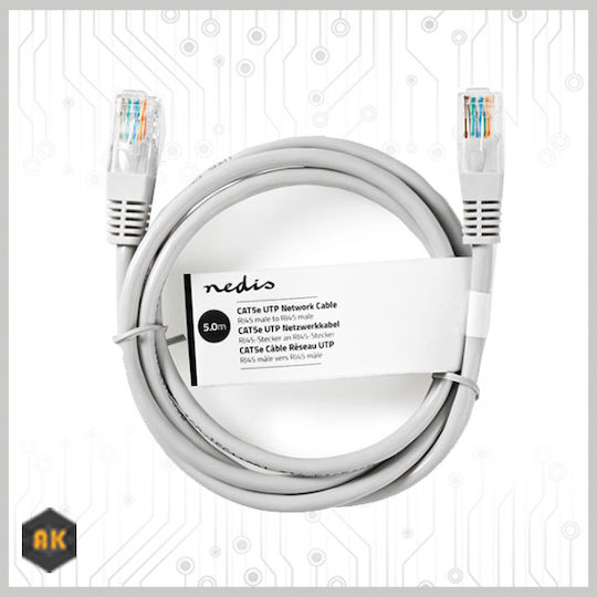 Nedis U/UTP Cat.5e (Gigabit) Καλώδιο Δικτύου Ethernet 5m Γκρι