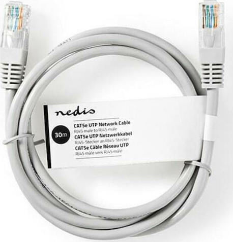Nedis U/UTP Cat.5e (Gigabit) Καλώδιο Δικτύου Ethernet 30m Γκρι