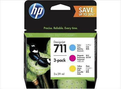 HP 711 Original Pack of 3 InkJet Printer Inks Yellow / Cyan / Magenta (P2V32A)