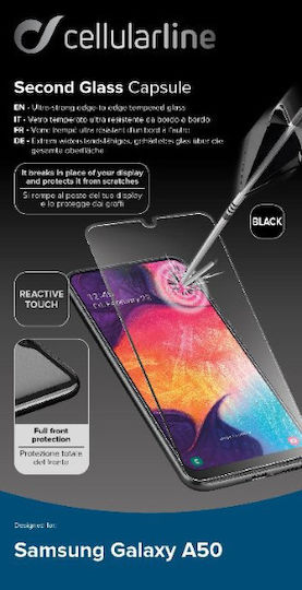 Cellular Line Full Face Tempered Glass Black (Galaxy A50/A30)