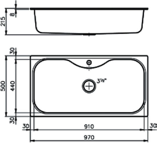 Foster Uragano Drop-In Chiuvetă Inox Satinat L97xW50cm Argintiu