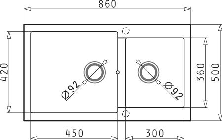 Pyramis Alazia 1 3/4B 079811911 Drop-In Sink Left Synthetic Granite W86xD50cm Beige