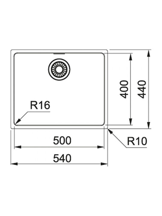 Franke Maris Bowl MRX 210-50 3040100209 Drop-In Sink Inox Satin W54xD44cm Silver