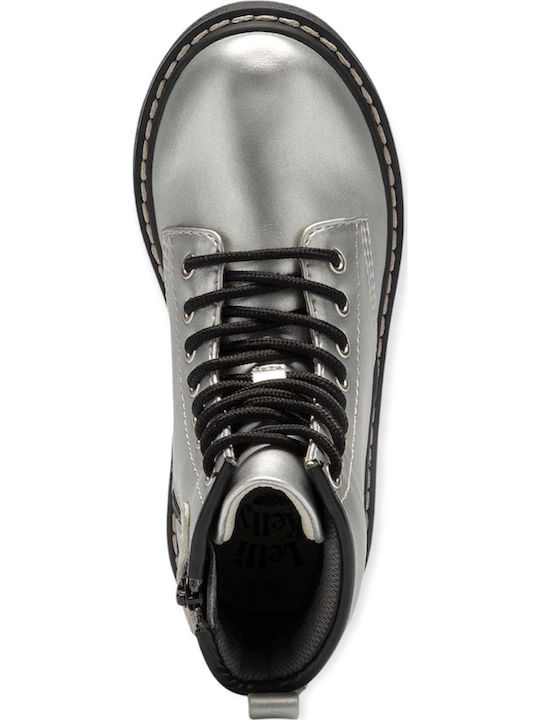 Sofia Anatomical Leather Kids Boots with Zipper Silver