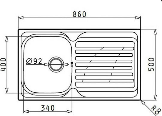 Maidtec Coventry 1B 1D Ένθετος Inox Σατινέ Μ86xΠ50cm Ασημί