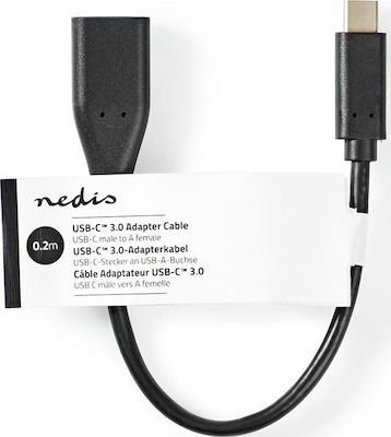 Nedis Α Θηλ 0.20m Ccgt61710bk02 Μετατροπέας USB-C male σε USB-A female