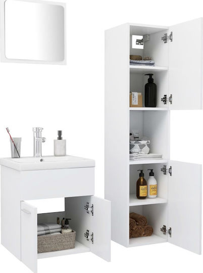 vidaXL Waschtisch mit Waschbecken, Spiegel & Säule L41xB38.5xH46cm Weiß