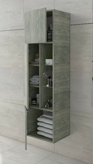 Drop Instinct Wall Hung Cabinet Bathroom Column Cabinet L40xD32xH140cm Smoked Oak