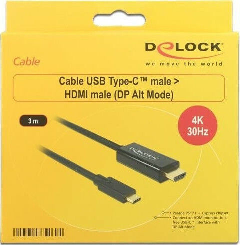 DeLock Cablu HDMI De Sex Masculin - USB-C De Sex Masculin 3m Negru