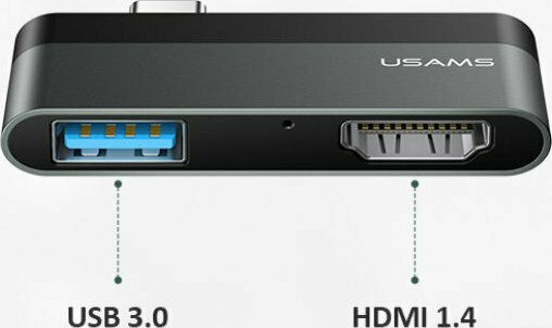 Usams SJ462 USB-C Stație de andocare cu HDMI 4K Gri