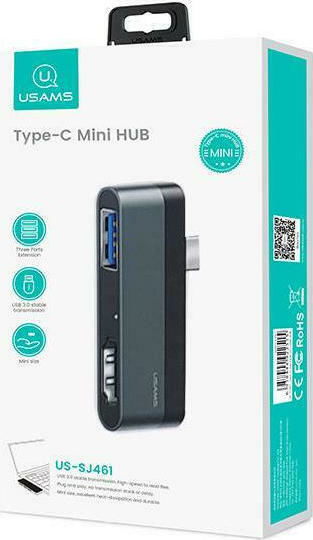 Usams SJ462 USB-C Stație de andocare cu HDMI 4K Gri