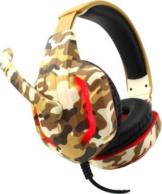 Komc G312 Over Ear Gaming Headset με σύνδεση 2x3.5mm / USB Army Brown