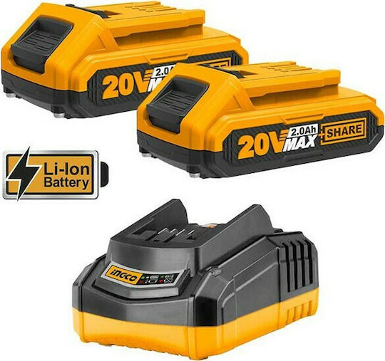 Ingco Percussive Drill Driver Battery 20V 2x2Ah