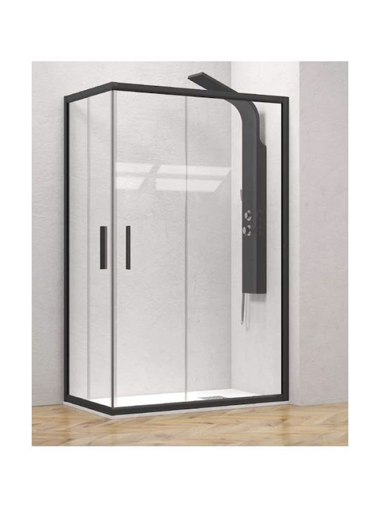 Karag Efe 100 NR-10 Καμπίνα Ντουζιέρας με Συρόμενη Πόρτα 130x130x190cm Clear Glass Nero