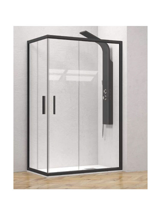 Karag Efe 100 NR-10 Cabin for Shower with Sliding Door 70x130x190cm Clear Glass Nero