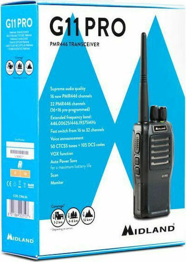Midland G11 PRO Ασύρματος Πομποδέκτης PMR χωρίς Οθόνη