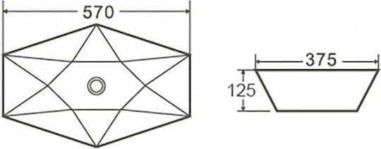 Karag Επικαθήμενος Νιπτήρας Πορσελάνης 57x37.5x12.5cm Λευκός Karag Επικαθήμενος Νιπτήρας Πορσελάνης 57x37.5x12.5cm Λευκός