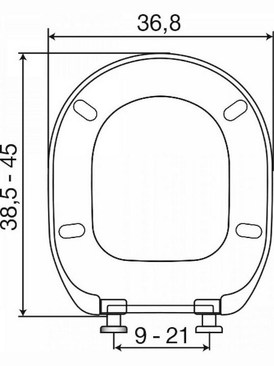 Elvit Connect Καπάκι Λεκάνης Soft Close από Βακελίτη 38.5-45x36.8cm Λευκό