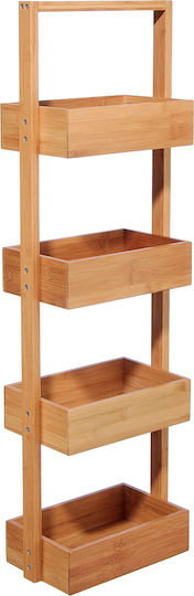 5Five Bamboo Wooden Bathroom Shelf with 4 Shelves Floor Bathroom Shelf Bamboo with 4 Shelves 28x16x88cm Brown