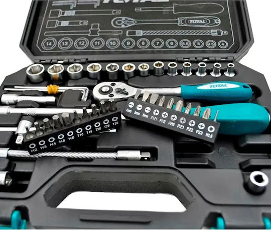 Total Ratschen- und Steckschlüssel-Set 1/4" 45 Stück