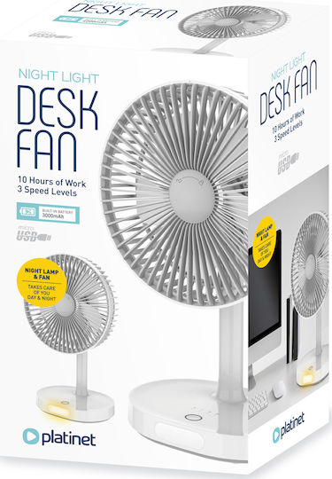 Platinet Ventilator USB Reîncărcabil 3000mAh Alb PRDF0326